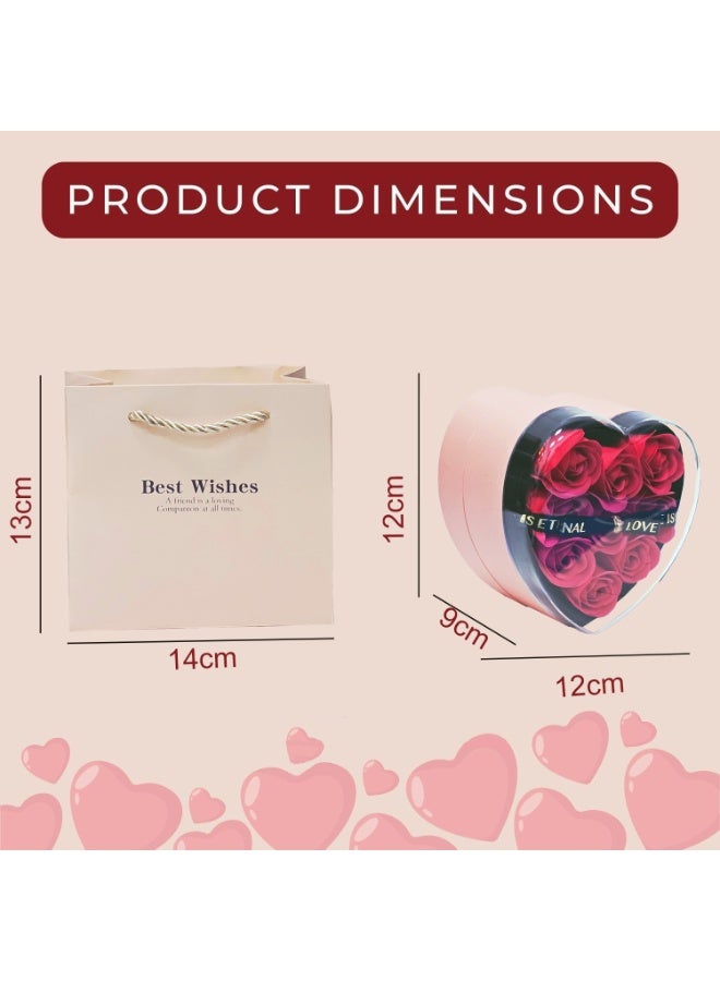 المنزل الذكي هوم سمارت علبة مجوهرات القلب الأبدي - باقة ورد مع 9 قطع صابون، طقم هدايا فاخر 2 في 1 للزوجة، الصديقة، الأم، والأخوات، مثالي لعيد الحب، ذكرى الزواج، أعياد الميلاد، وعيد الفطر. - Image 2